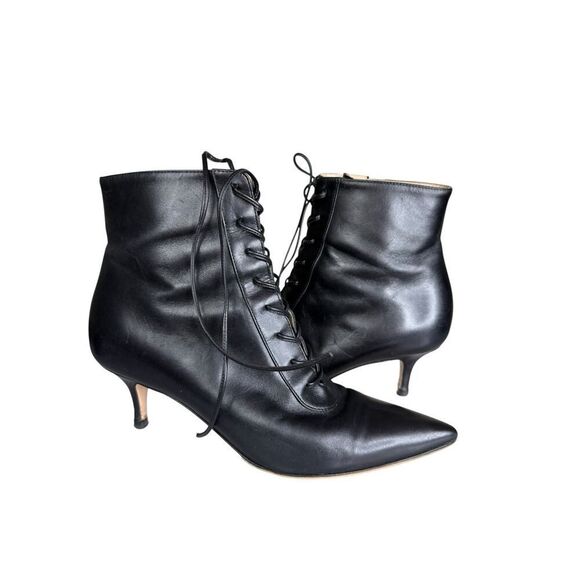 Gianvito Rossi Morganne 55 Black Calf Lace-Up Booties 36 / 6 US Pointed Toe - Picture 3 of 14